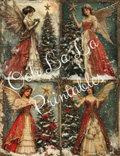 Load image into Gallery viewer, Vintage Angels & Christmas Trees- Ooh La La Printables
