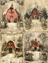Load image into Gallery viewer, Red Christmas Barns- Ooh La La Printables