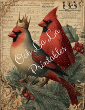 Load image into Gallery viewer, Royal Christmas Birds- Ooh La La Printables