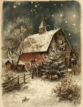 Load image into Gallery viewer, Red Christmas Barns- Ooh La La Printables