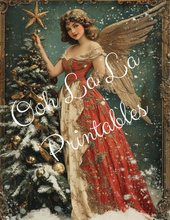 Load image into Gallery viewer, Vintage Angels & Christmas Trees- Ooh La La Printables