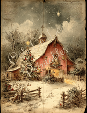 Load image into Gallery viewer, Red Christmas Barns- Ooh La La Printables