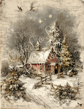 Load image into Gallery viewer, Red Christmas Barns- Ooh La La Printables