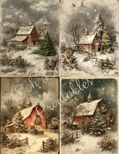 Load image into Gallery viewer, Red Christmas Barns- Ooh La La Printables