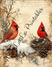 Load image into Gallery viewer, Christmas Floral &amp; Cardinals (Vibrant)- Ooh La La Printables