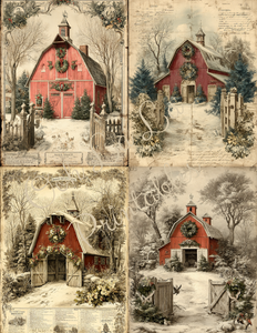 Red Christmas Barns- Ooh La La Printables