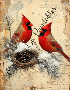 Christmas Floral & Cardinals (Vibrant)- Ooh La La Printables