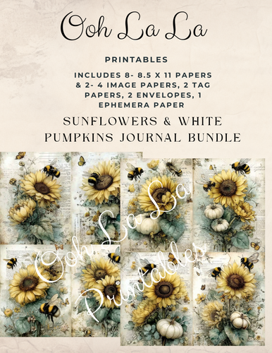 White Pumpkins & Sunflowers Journal Bundle- Ooh La La Printables