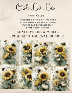 White Pumpkins & Sunflowers Journal Bundle- Ooh La La Printables
