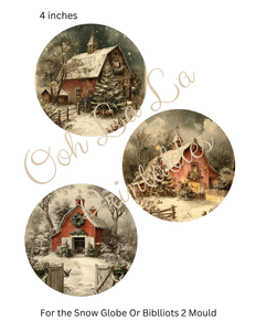 Red Christmas Barns- Ooh La La Printables