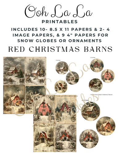 Red Christmas Barns- Ooh La La Printables