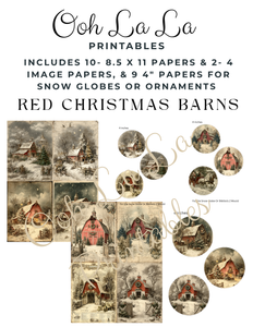 Red Christmas Barns- Ooh La La Printables
