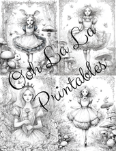 Load image into Gallery viewer, Alice &amp; The White Rabbit- Ooh La La Printables Sophisticated Coloring Pages