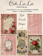 Load image into Gallery viewer, Red French Stripes- Ooh La La Printables