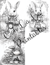 Load image into Gallery viewer, Alice &amp; The White Rabbit- Ooh La La Printables Sophisticated Coloring Pages