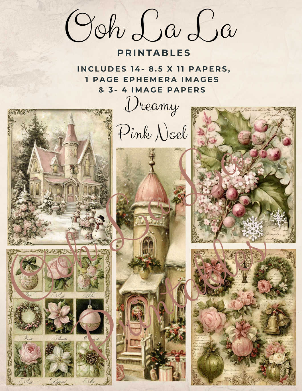 Dreamy Pink Noel- Ooh La La Printables