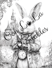 Load image into Gallery viewer, Alice &amp; The White Rabbit- Ooh La La Printables Sophisticated Coloring Pages