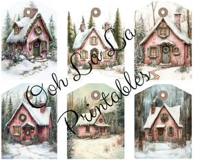 Snowy Christmas Cottages- Ooh La La Printables
