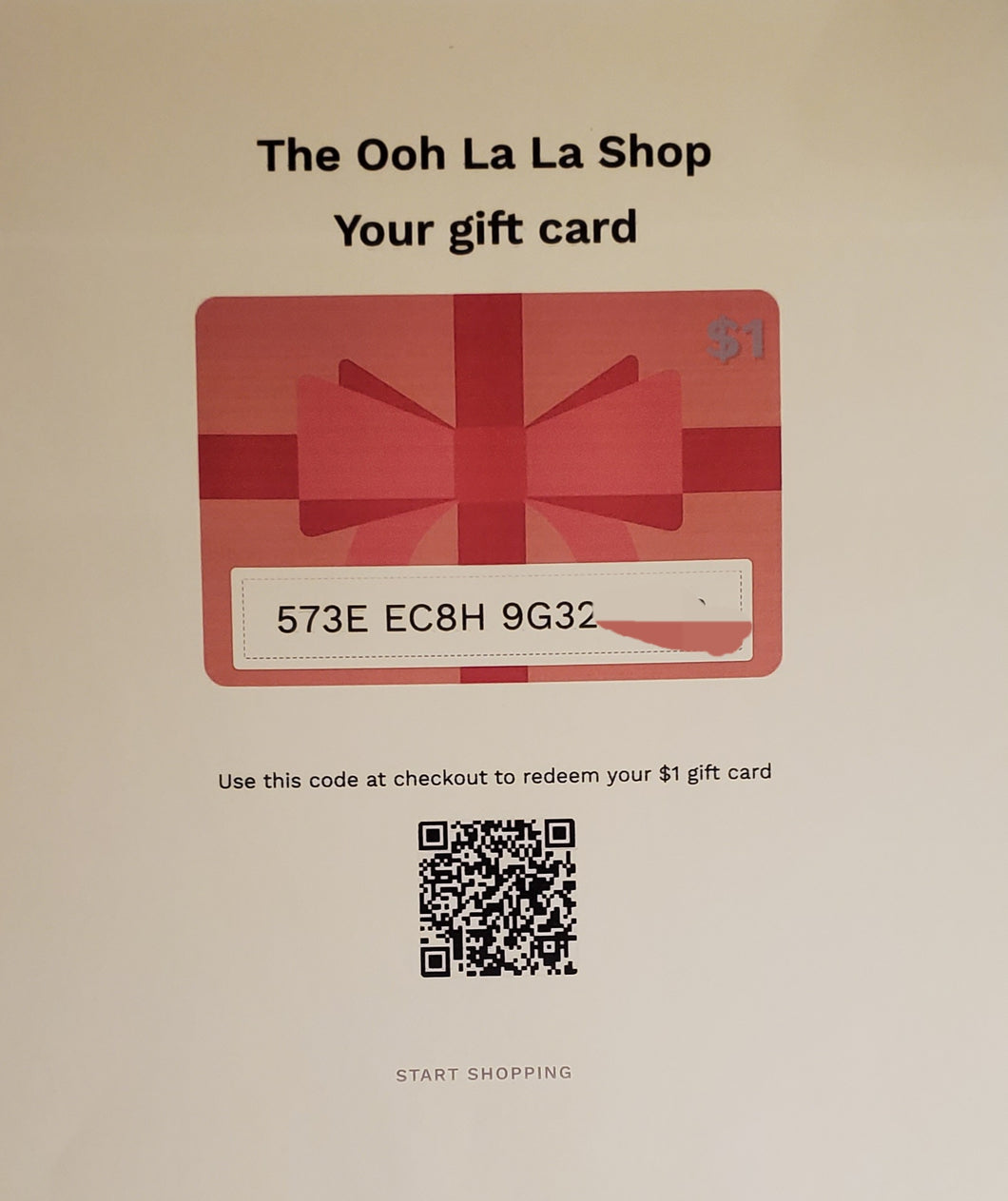The Ooh La La Shop Gift Certificate