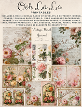 Load image into Gallery viewer, Vintage Floral No-Sew Journal Techniques Class w/Printables- Ooh La La Printables