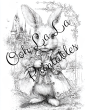 Load image into Gallery viewer, Alice &amp; The White Rabbit- Ooh La La Printables Sophisticated Coloring Pages