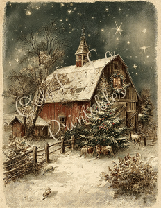 Red Christmas Barns- Ooh La La Printables