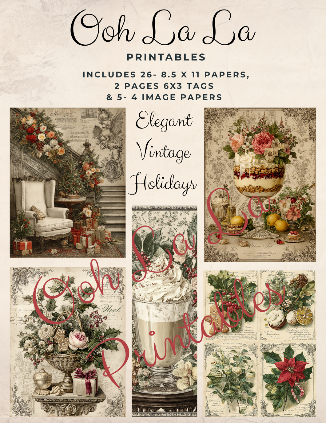 Elegant Vintage Holidays- Ooh La La Printables