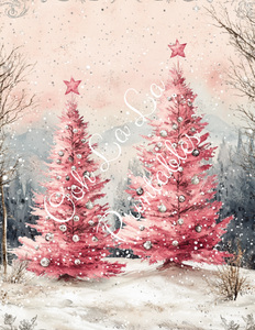 Pink Christmas Trees, Snowmen, & Nutcracker Bundle- Ooh La La Printables