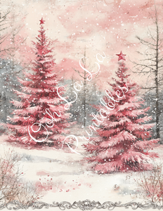 Pink Christmas Trees, Snowmen, & Nutcracker Bundle- Ooh La La Printables