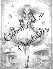 Load image into Gallery viewer, Alice &amp; The White Rabbit- Ooh La La Printables Sophisticated Coloring Pages