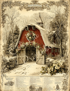 Red Christmas Barns- Ooh La La Printables