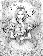 Load image into Gallery viewer, Alice &amp; The White Rabbit- Ooh La La Printables Sophisticated Coloring Pages