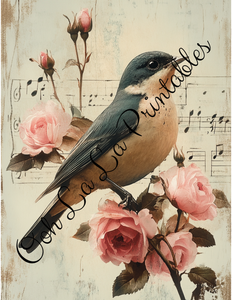 Birds with Pink Roses Bundle- Ooh La La Printables