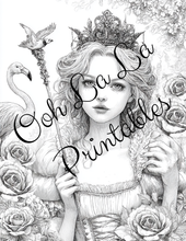 Load image into Gallery viewer, Alice &amp; The White Rabbit- Ooh La La Printables Sophisticated Coloring Pages