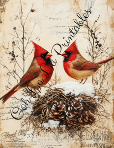 Christmas Floral & Cardinals (Vibrant)- Ooh La La Printables