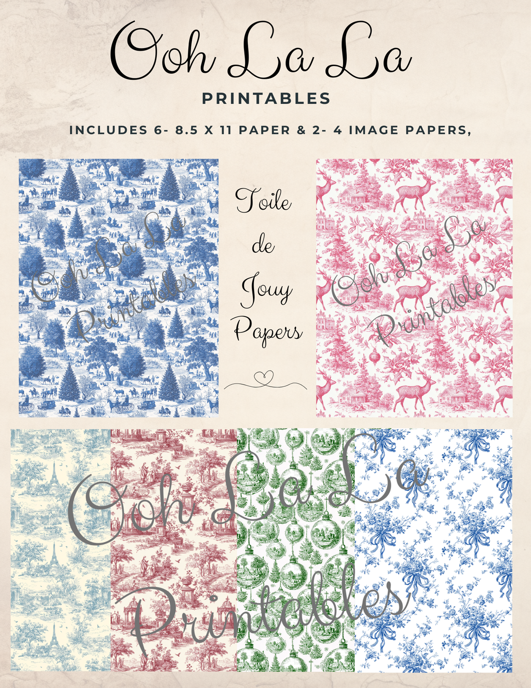 Toile de Jouy Papers- Ooh La La Printables