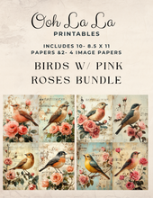 Load image into Gallery viewer, Birds with Pink Roses Bundle- Ooh La La Printables