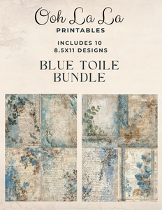 Blue Toile Bundle- Ooh La La Digital Printables