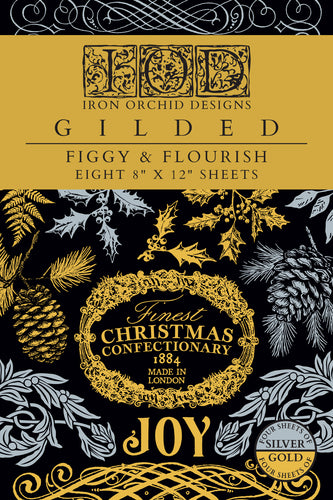 2025 Winter Holiday Collection Iron Orchid Figgy & Flourish Foil Transfer 8x12- 8 page Pad