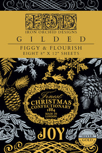 2025 Winter Holiday Collection Iron Orchid Figgy & Flourish Foil Transfer 8x12- 8 page Pad