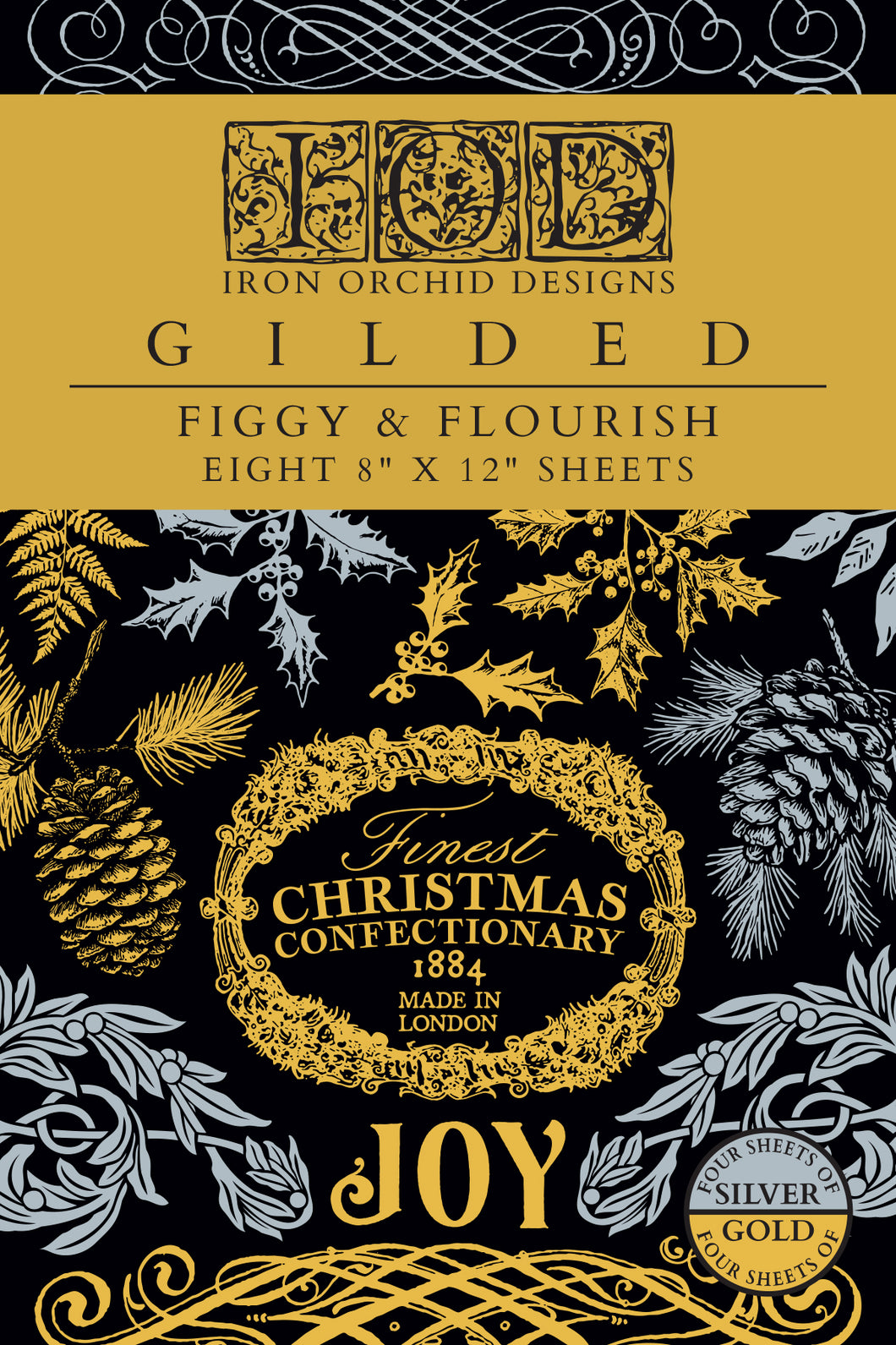 2025 Winter Holiday Collection Iron Orchid Figgy & Flourish Foil Transfer 8x12- 8 page Pad