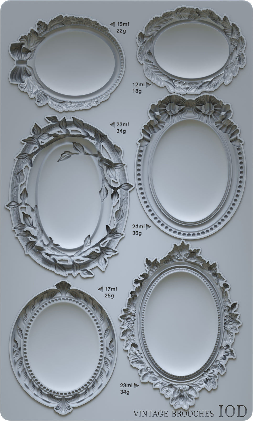 2025 Iron Orchid Vintage Brooches Mould 6x10