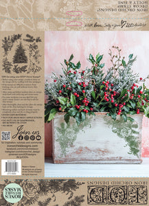 2025 Winter Holiday Collection Iron Orchid Holly & Pine 12x12 Stamp