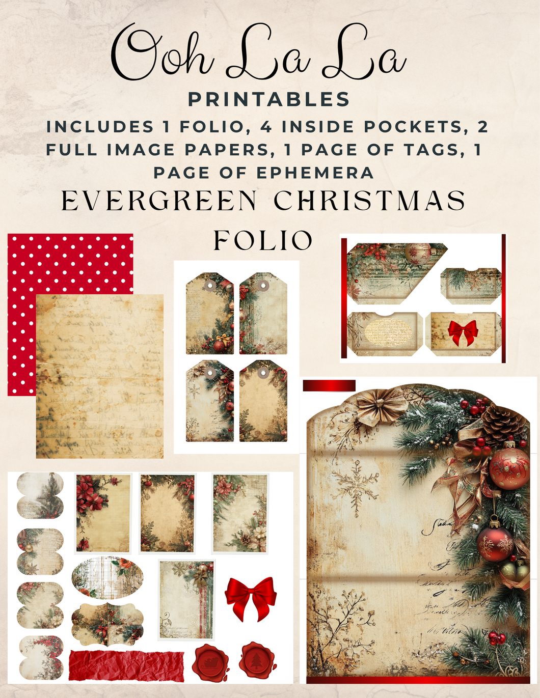 Evergreen Christmas Folio- Ooh La La Printables