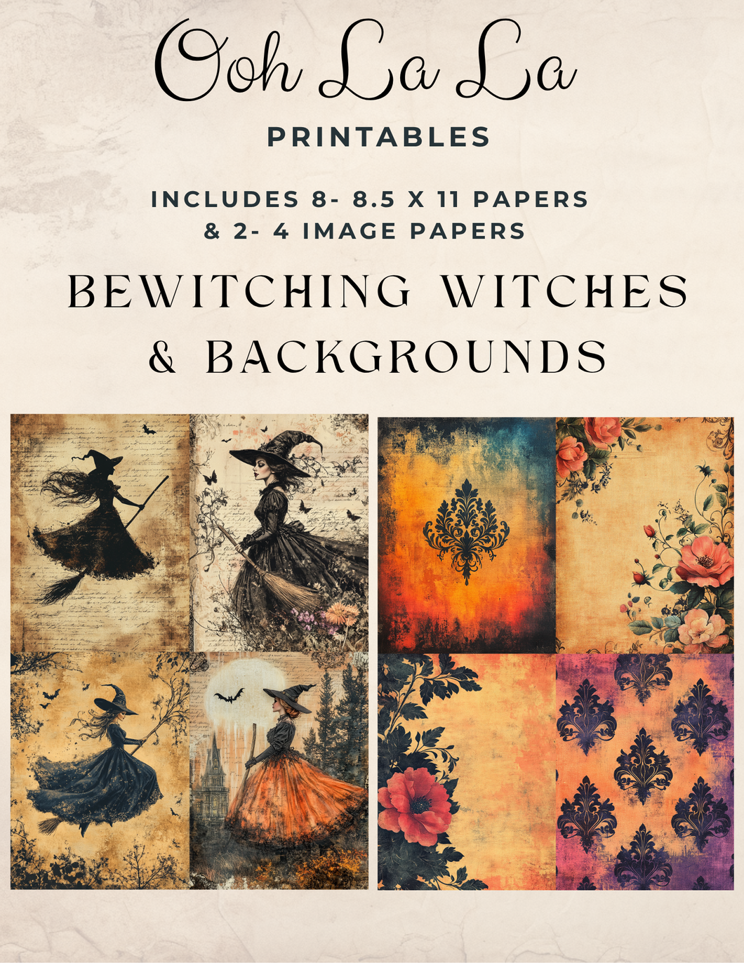Bewitching Witches & Backgrounds- Ooh La La Printables