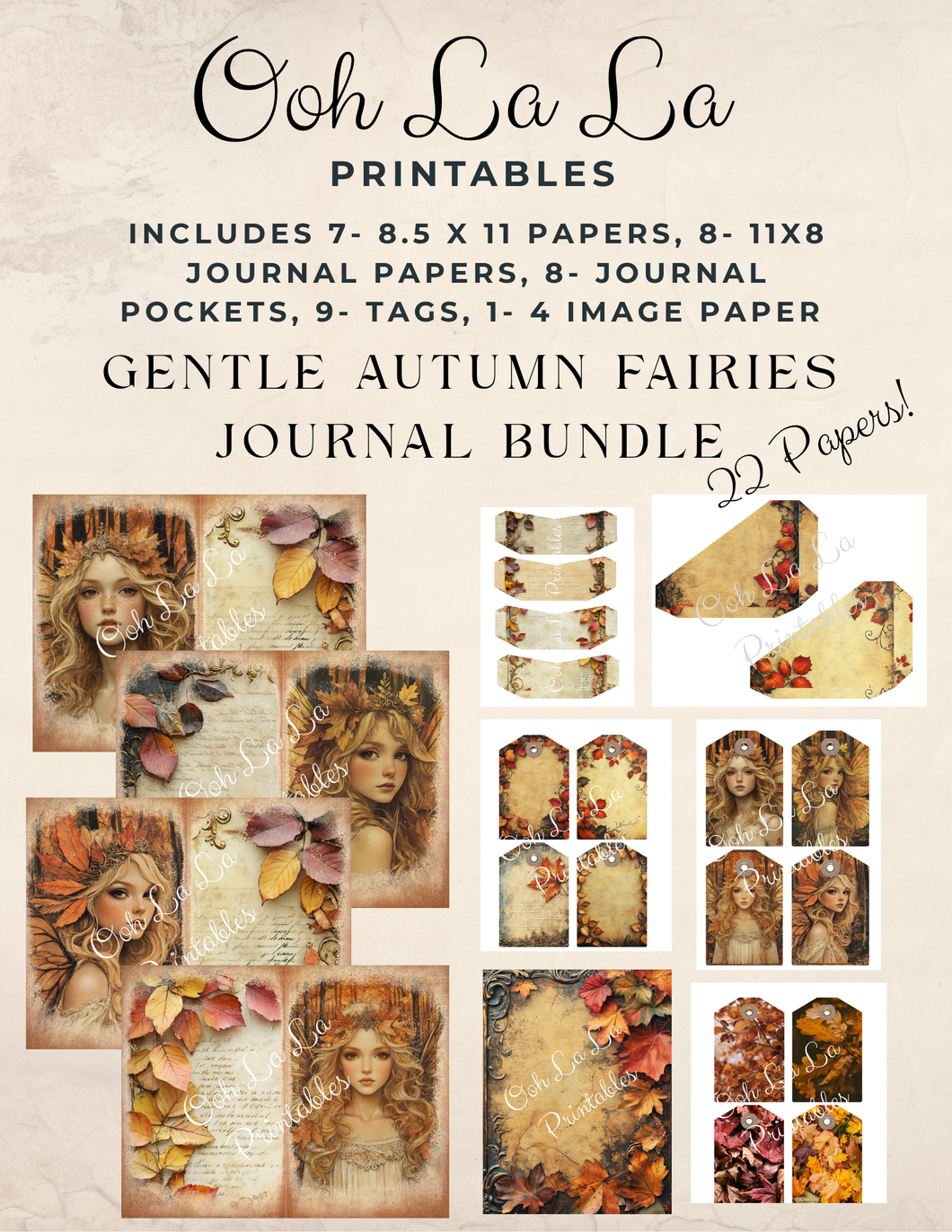 Gentle Autumn Fairies Journal Bundle- Ooh La La Printables