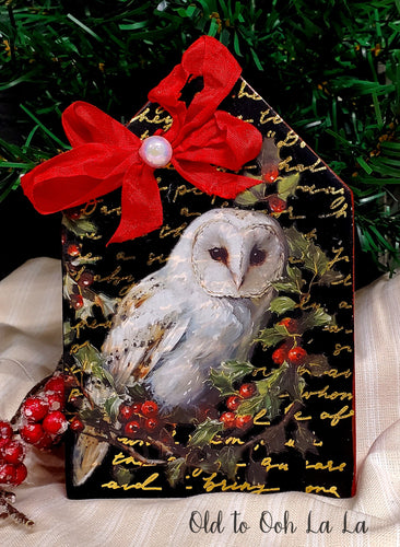 Snowy Owl Wood Shelf Sitter