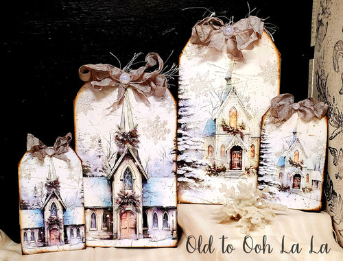 Snowy Chapels Tag Set (4)