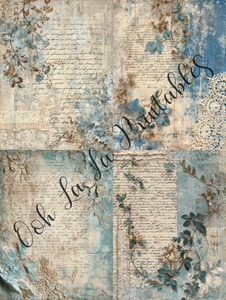 Blue Toile Bundle- Ooh La La Digital Printables
