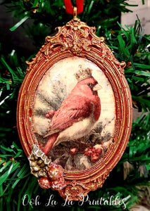 2 Royal Bird Christmas Ornaments.            ~handcrafted~
